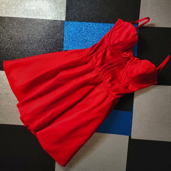 💋 Victoria's Secret: Bow-Topped Bustier Slip Dress, Lipstick Red, Sz Small, NWT - Picture 10 of 12
